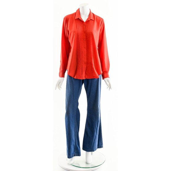 Red Tuxedo Long Sleeve Blouse - Picture 4 of 10